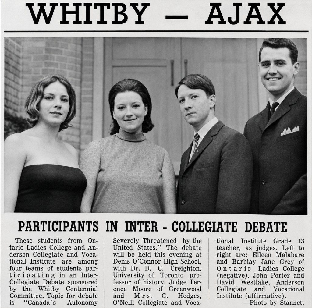 Newspaper clipping: David Westlake in an inter-collegiate debate
