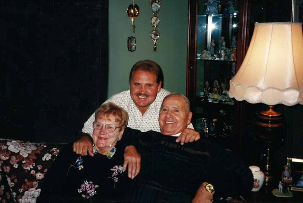 Dave Westlake with his parents at home