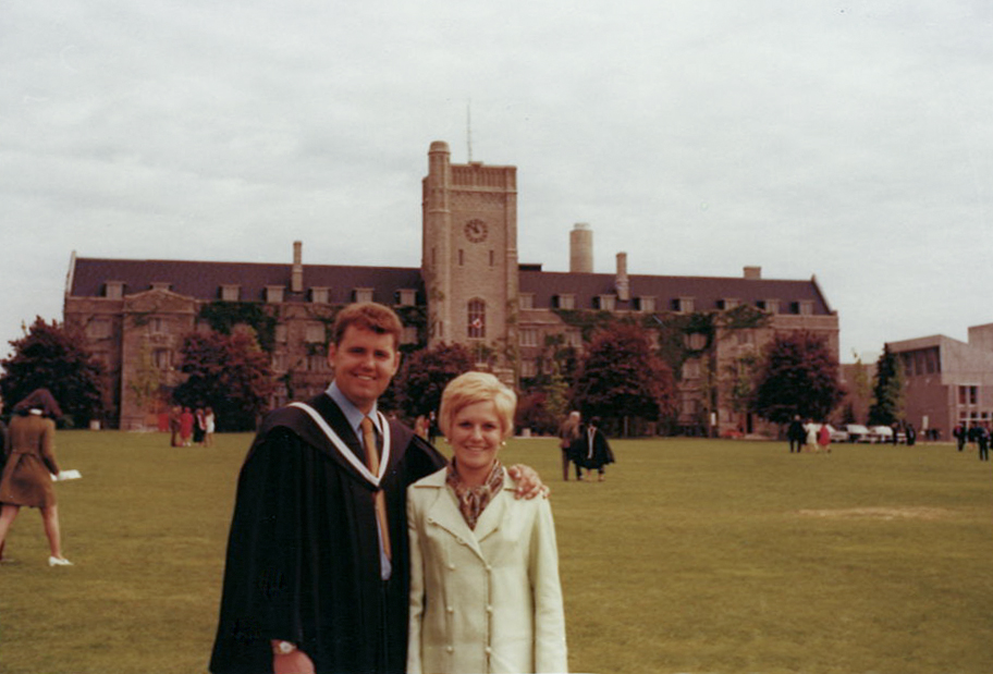 Dave Westlake in graduation gown at university